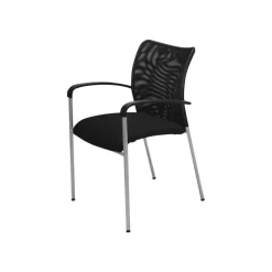 Lot de 4 chaises JULIA - avec accoudoirs - assise et dossier noir