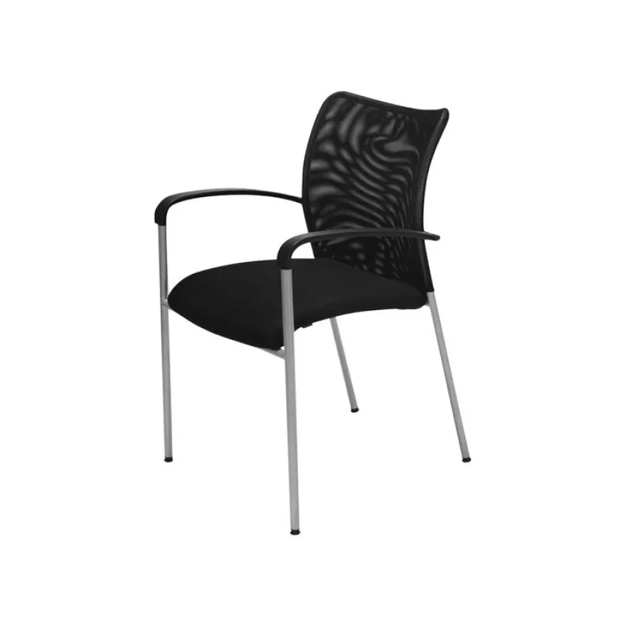 Lot de 4 chaises JULIA - avec accoudoirs - assise et dossier noir
