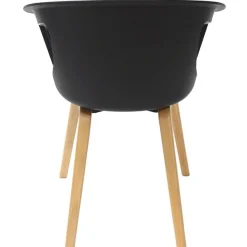 Lot de 4 chaises ONENNA - pieds bois - accoudoirs intégrés - coque noire