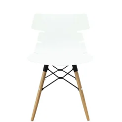 Lot de 4 chaises TESS - pieds bois et acier noir - blanc