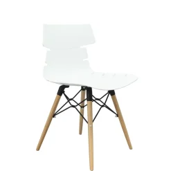 Lot de 4 chaises TESS - pieds bois et acier noir - blanc