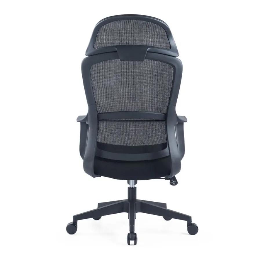 Lot de 5 fauteuils de bureau RICHARD - accoudoirs fixes - têtière intégré - noir