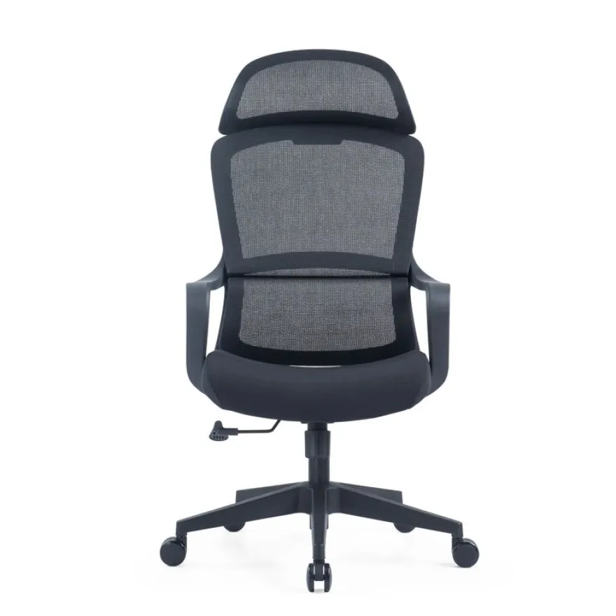 Lot de 5 fauteuils de bureau RICHARD - accoudoirs fixes - têtière intégré - noir