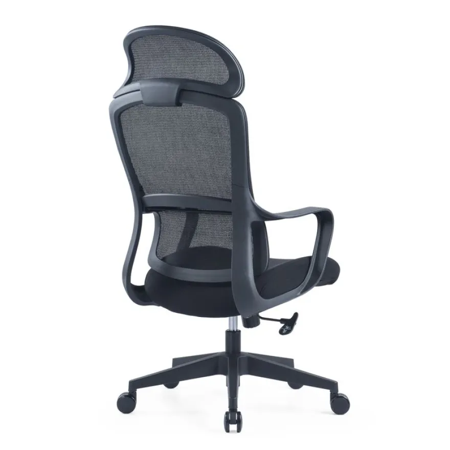 Lot de 5 fauteuils de bureau RICHARD - accoudoirs fixes - têtière intégré - noir