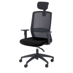 Lot de 2 fauteuils de bureau SCOTT - accoudoirs réglables - appuie-tête réglable - noir