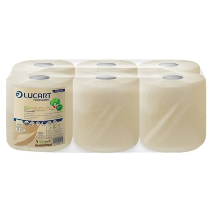 Lucart Professional EcoNatural - Rouleau d'essuie-mains double épaisseur - 450 feuilles - pack de 6