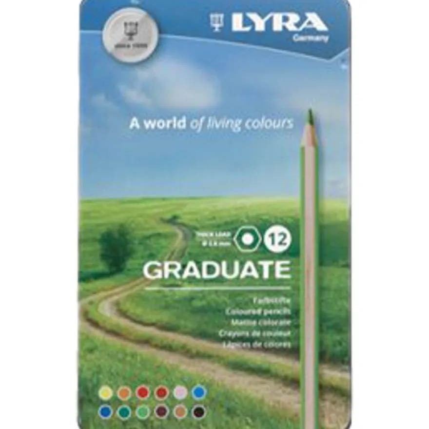 Lyra Graduate - 12 Crayons de couleur - boîte métal