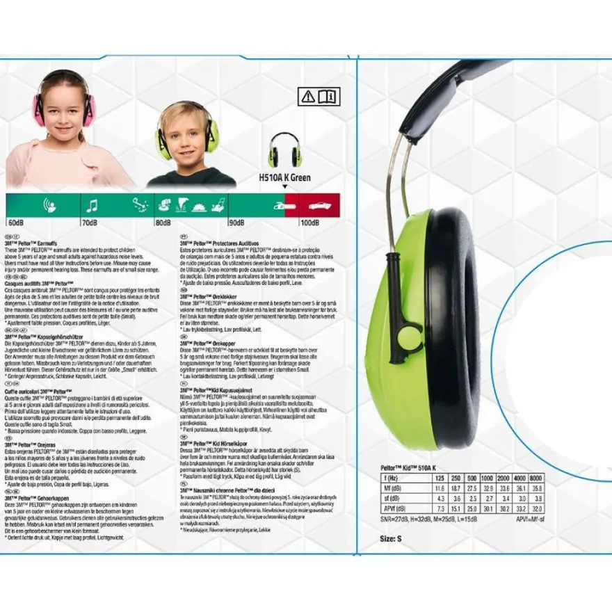 3M Peltor kid - Casque anti-bruit pour enfant - vert fluo/noir