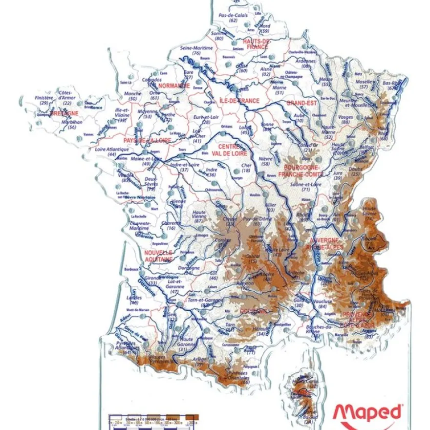 Maped - 2 cartes France - fleuves et departements