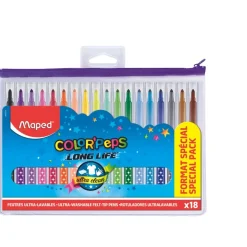 Maped – 18 feutres de coloriage Color’Peps en trousse zippée – pointe moyenne