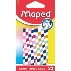 MAPED - 2 gommes DAMIER - coloris assortis