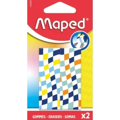 MAPED - 2 gommes DAMIER - coloris assortis