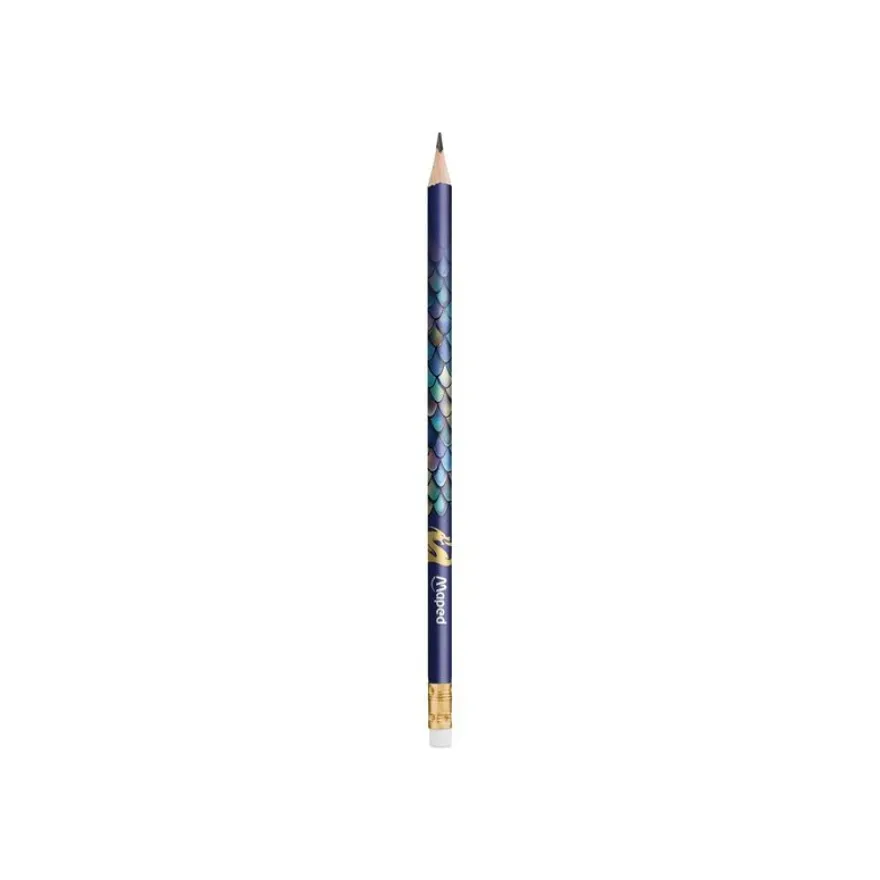Maped – crayons graphite HB avec embout gomme – Dragon – x6