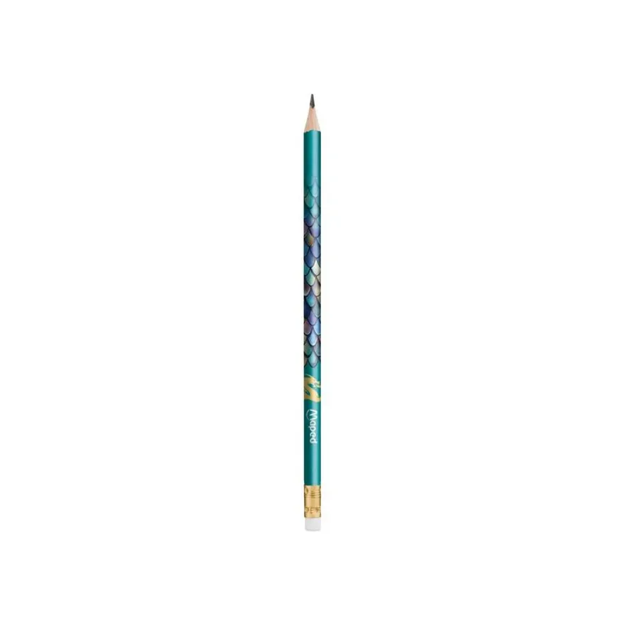 Maped – crayons graphite HB avec embout gomme – Dragon – x6