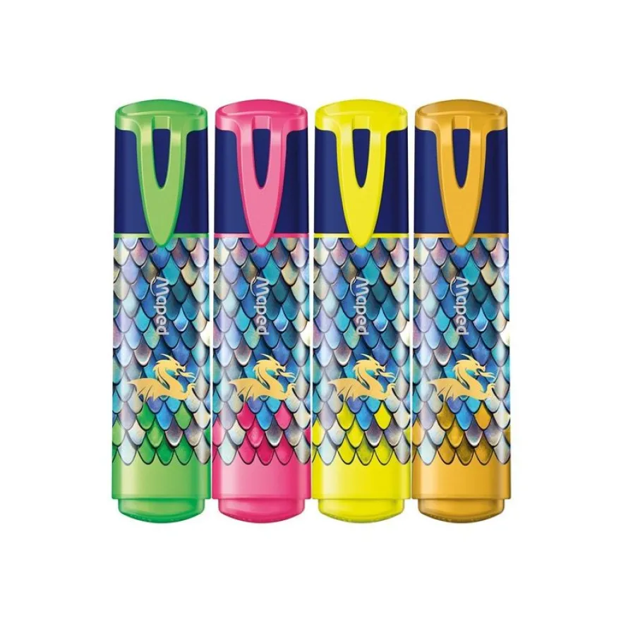 Maped - Dragon - 4 surligneurs - vert, rose, jaune, doré - 1-5 mm