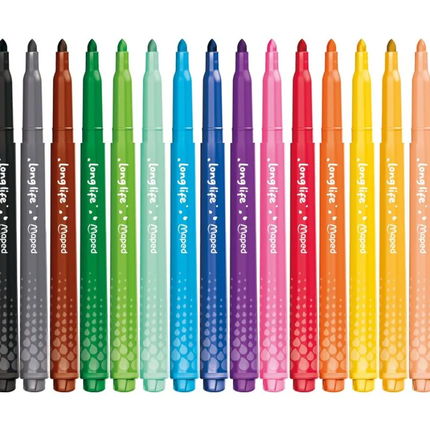 Maped - Lot de 15 Feutres Long Life 2.0 - Pointe Moyenne