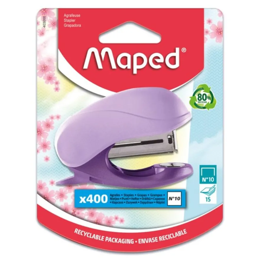 Maped - Mini agrafeuse Vivo Pastel - agrafes n°10 - disponible dans différentes couleurs