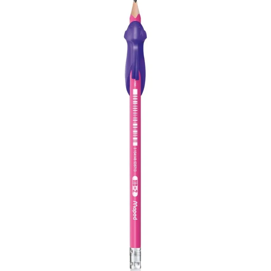 MAPED - Pot de 22 Crayons graphite + guide doigts BLACK'PEPS KIDY LEARN triangulaire HB - embout gomme -41% matière recyclée - décors assortis