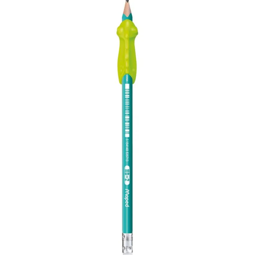 MAPED - Pot de 22 Crayons graphite + guide doigts BLACK'PEPS KIDY LEARN triangulaire HB - embout gomme -41% matière recyclée - décors assortis