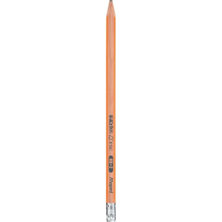 Maped Black'Peps - Pack de 12 crayons à papier - HB - 2,2 mm - embout gomme
