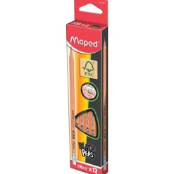 Maped Black'Peps - Pack de 12 crayons à papier - HB - 2,2 mm - embout gomme
