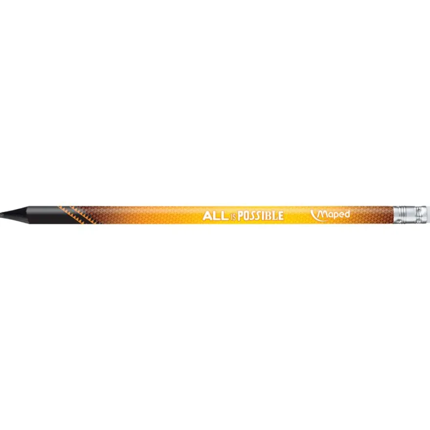 Maped Black'Peps Energy - 6 Crayons à papier - HB - embout gomme - couleurs assorties