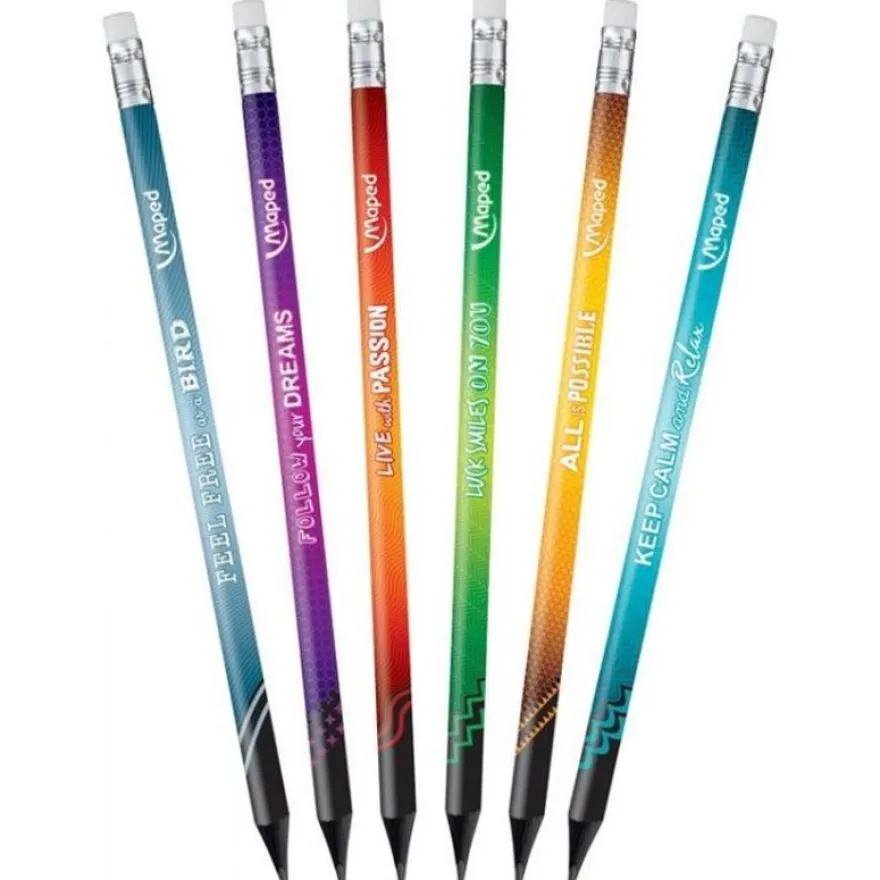 Maped Black'Peps Energy - Crayon à papier - HB - embout gomme - disponible dans différentes couleurs
