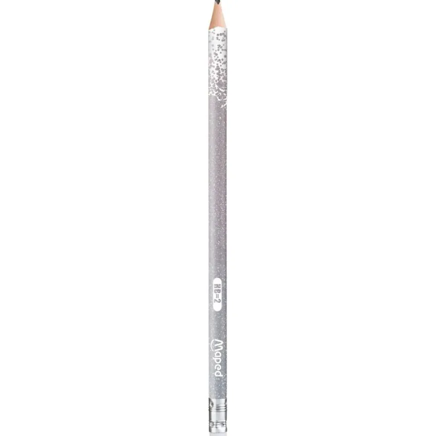 Maped Black'Peps Glitter - Crayon à papier - HB - embout gomme - disponible dans différentes couleurs