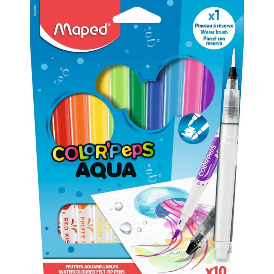 Maped Color'Peps - 10 Feutres aquarellables + 1 pinceau à réserve
