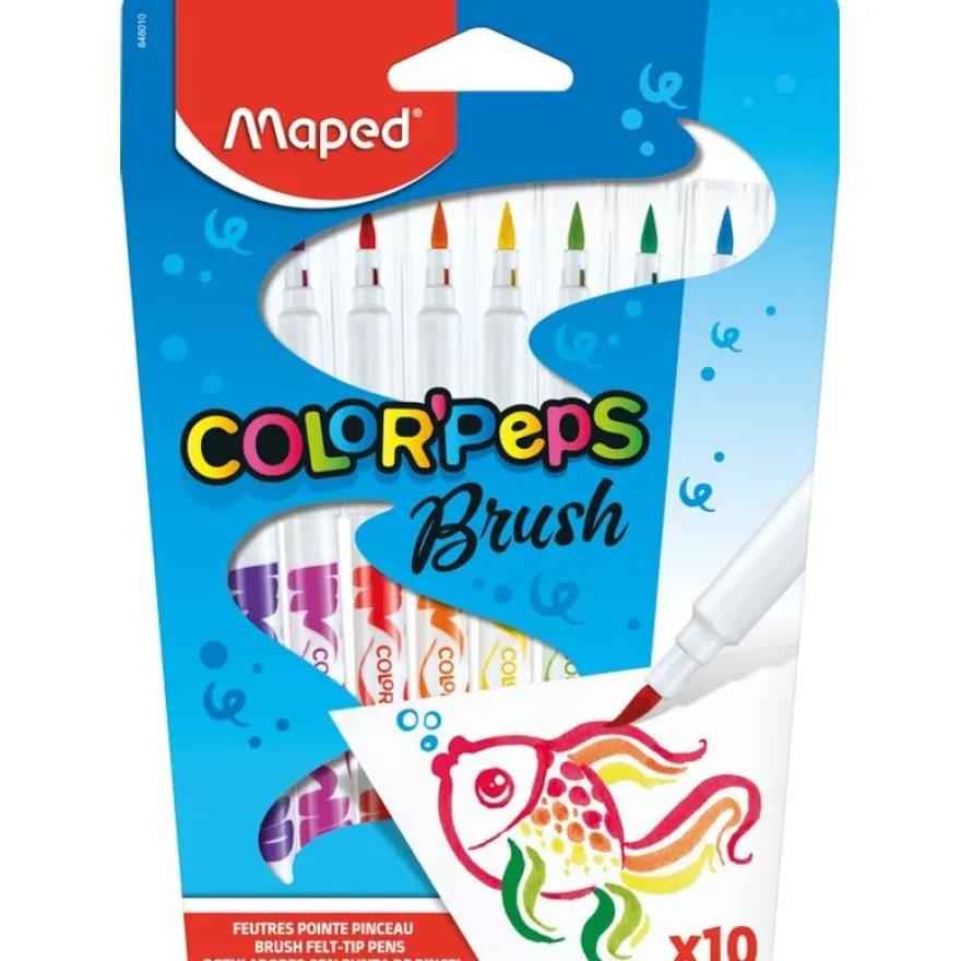 Maped Color'Peps - 10 Feutres pinceaux à pointe souple