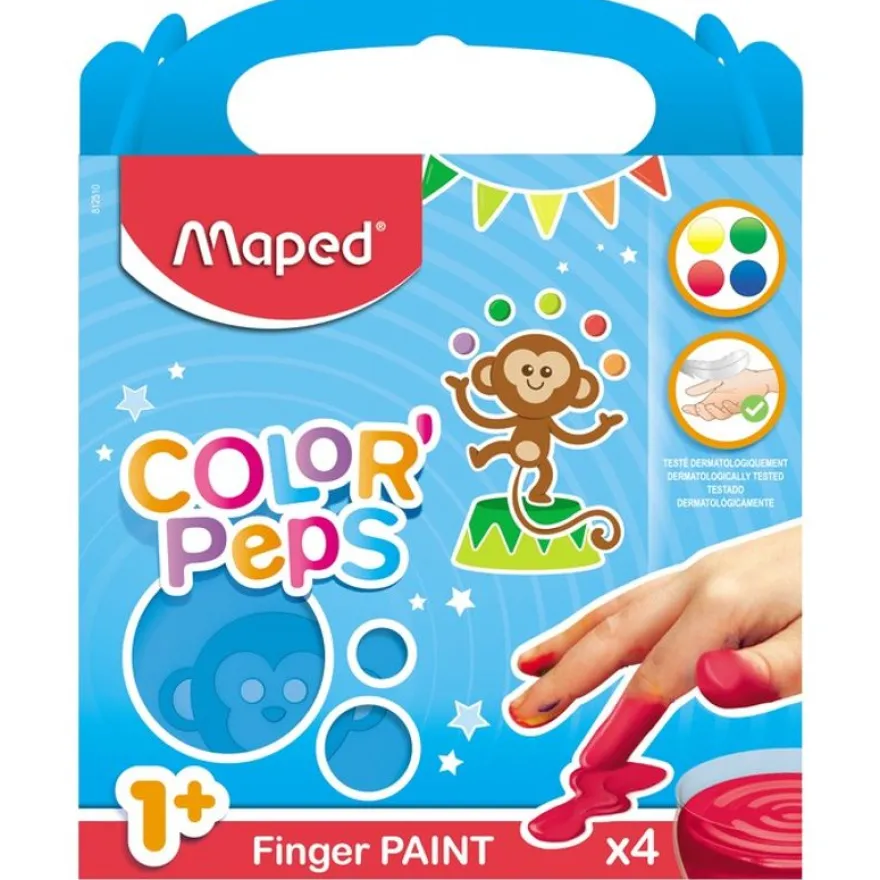 Maped Color'Peps - 4 pots peinture - au doigt - 80gr