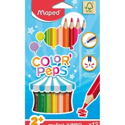Maped Color'Peps Jumbo - 12 Crayons de couleur triangulaires