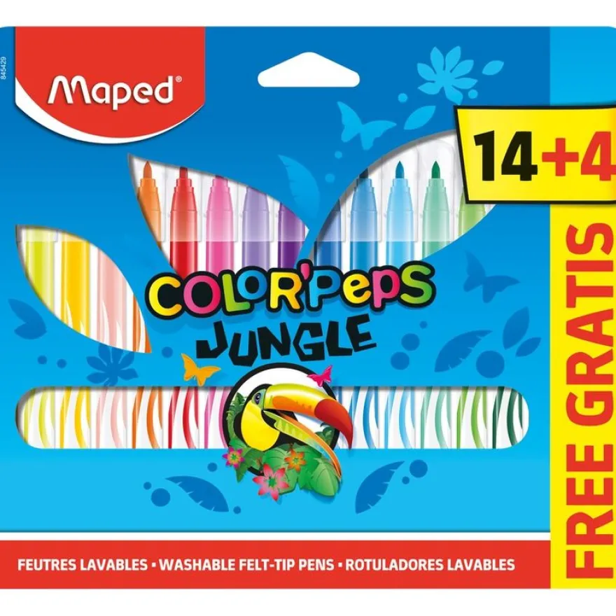 Maped Color'Peps Jungle - 18 Feutres dont 4 offerts - pochette carton