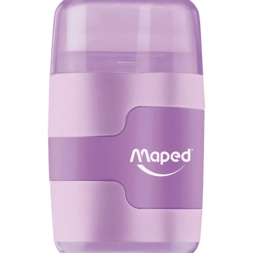 Maped Connect Pastel - Taille crayon / Gomme 2-en-1 - 2 trous - disponible dans différentes couleurs