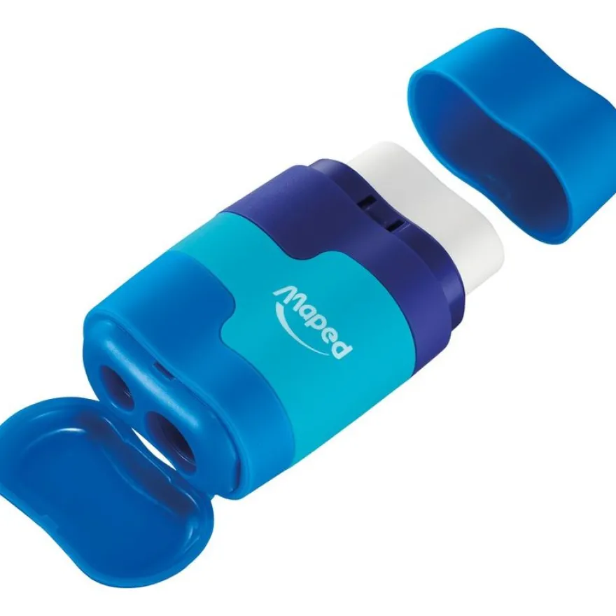 Maped Connect Soft - Taille crayon / Gomme 2-en-1 - 2 trous - disponible dans différentes couleurs