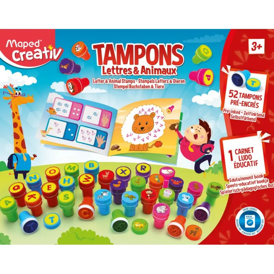Maped Creativ _ Coffret 52 tampons Lettres & Animaux