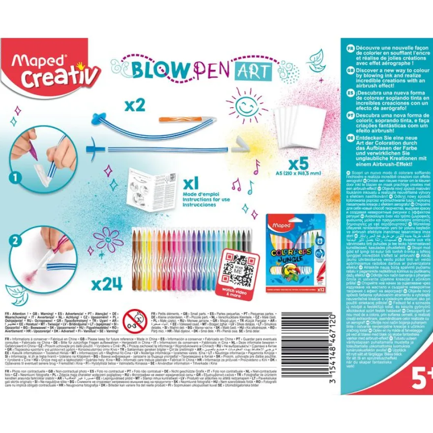 MAPED CREATIV - BLOWPEN ART - Boite de 24 couleurs
