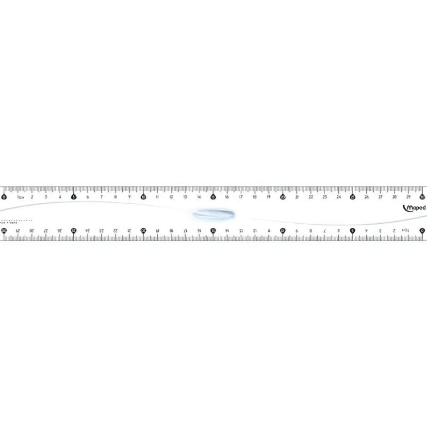 Maped Essentials - Règle triple décimètre 30 cm - transparente