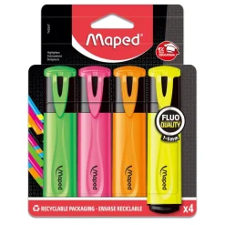 Maped Fluo Peps Classic - Pack de 4 surligneurs - couleurs assorties