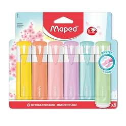 Maped Fluo Peps Pastel - Pack de 6 surligneurs - couleurs assorties