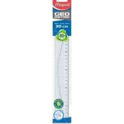 Maped Geometric - Règle plate spéciale gaucher - 30 cm - transparent