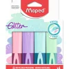 Maped Glitter - Pack de 4 surligneurs - couleurs pastel assorties
