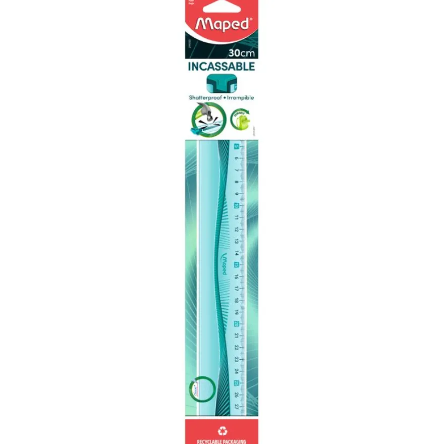 Maped Incassable - Règle plastique 30 cm - incassable - disponible dans différentes couleurs