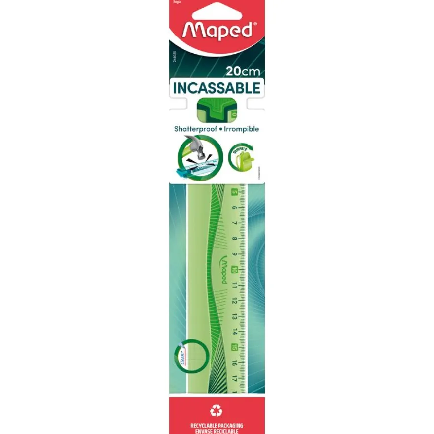 Maped Incassable - Règle plastique 20 cm - incassable - disponible dans différentes couleurs