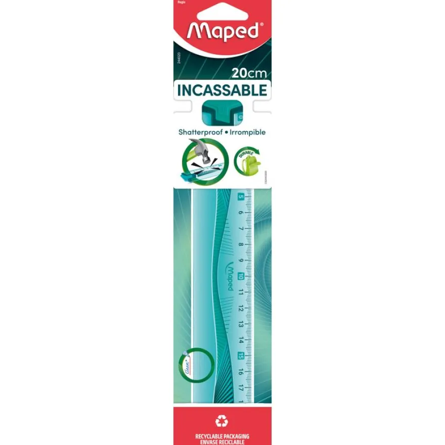 Maped Incassable - Règle plastique 20 cm - incassable - disponible dans différentes couleurs