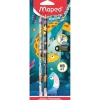 Maped Jungle Fever - 2 Crayons graphite HB embout gomme + 1 outil d'apprentissage