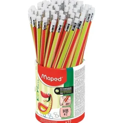 Maped Kidy'Learn - Pot de 72 Crayons graphite Blackpep's triangulaire HB - embout gomme - texture antidérapante (41% matière recyclée)