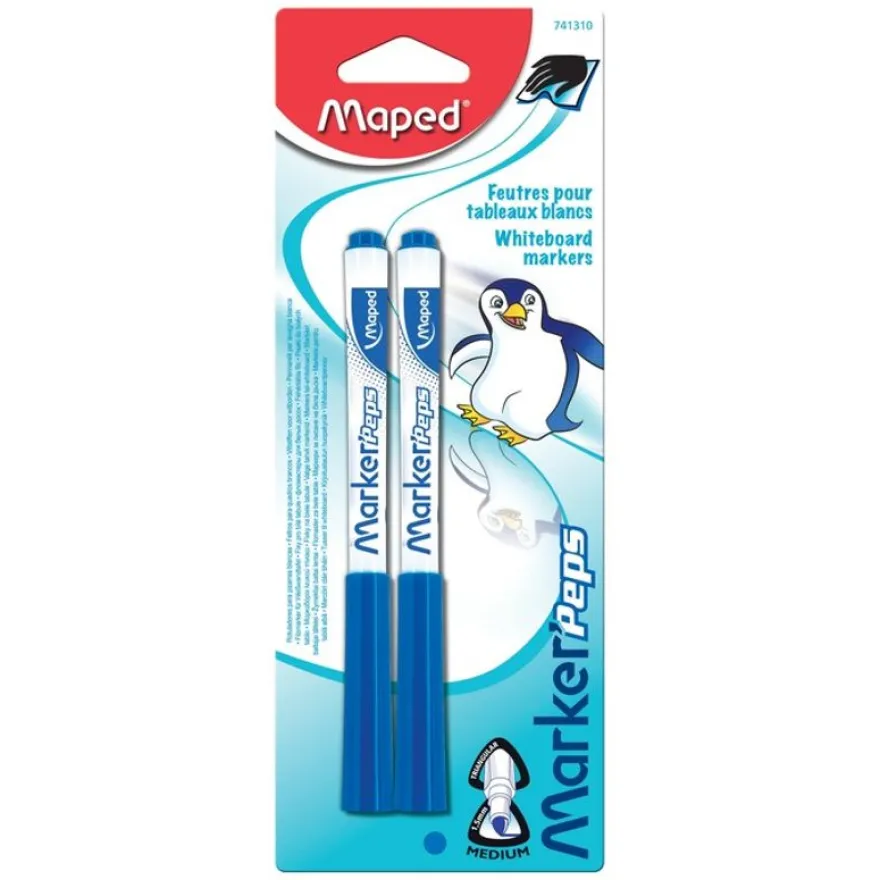 Maped Marker'Peps - Pack de 2 marqueurs effaçables - pointe fine - bleu