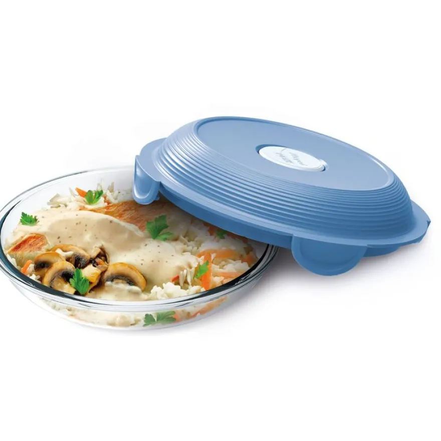MAPED PICNIK - Assiette à déjeuner en verre ronde 700 ml CONCEPT ADULTES - coloris Bleu Orage