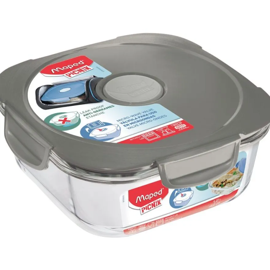 Maped Picnik Concept Adult - Boîte à déjeuner en verre 1,2L - gris